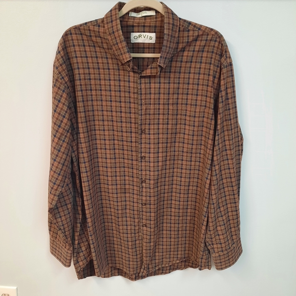 Orvis Plaid Button Down Shirt Size XL